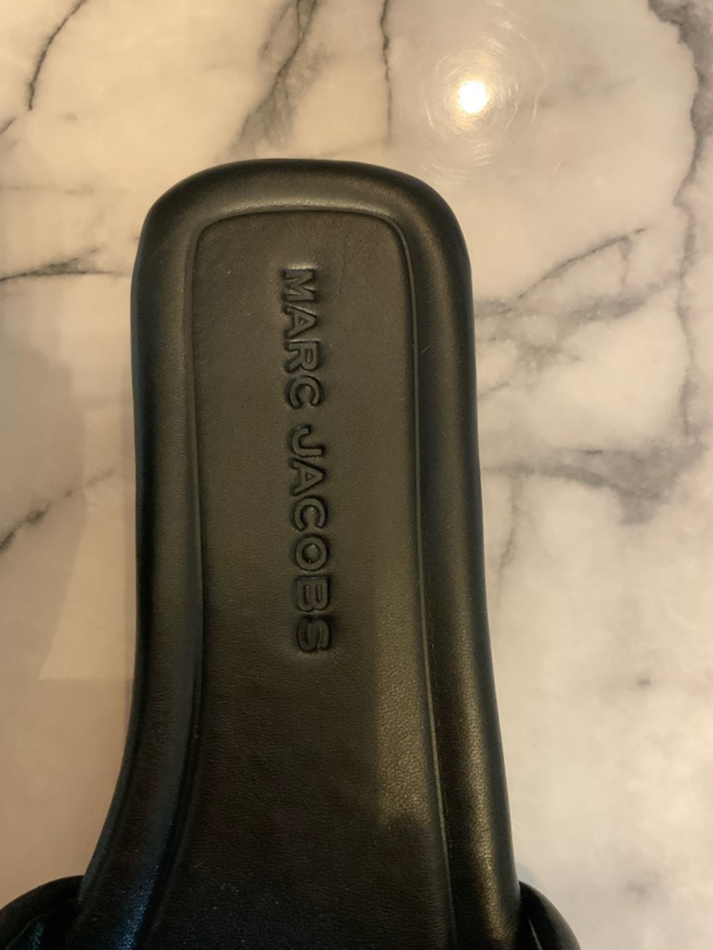 Marc Jacobs Black leather Slide Sandals with Signature Logo - Picture 4 of 7